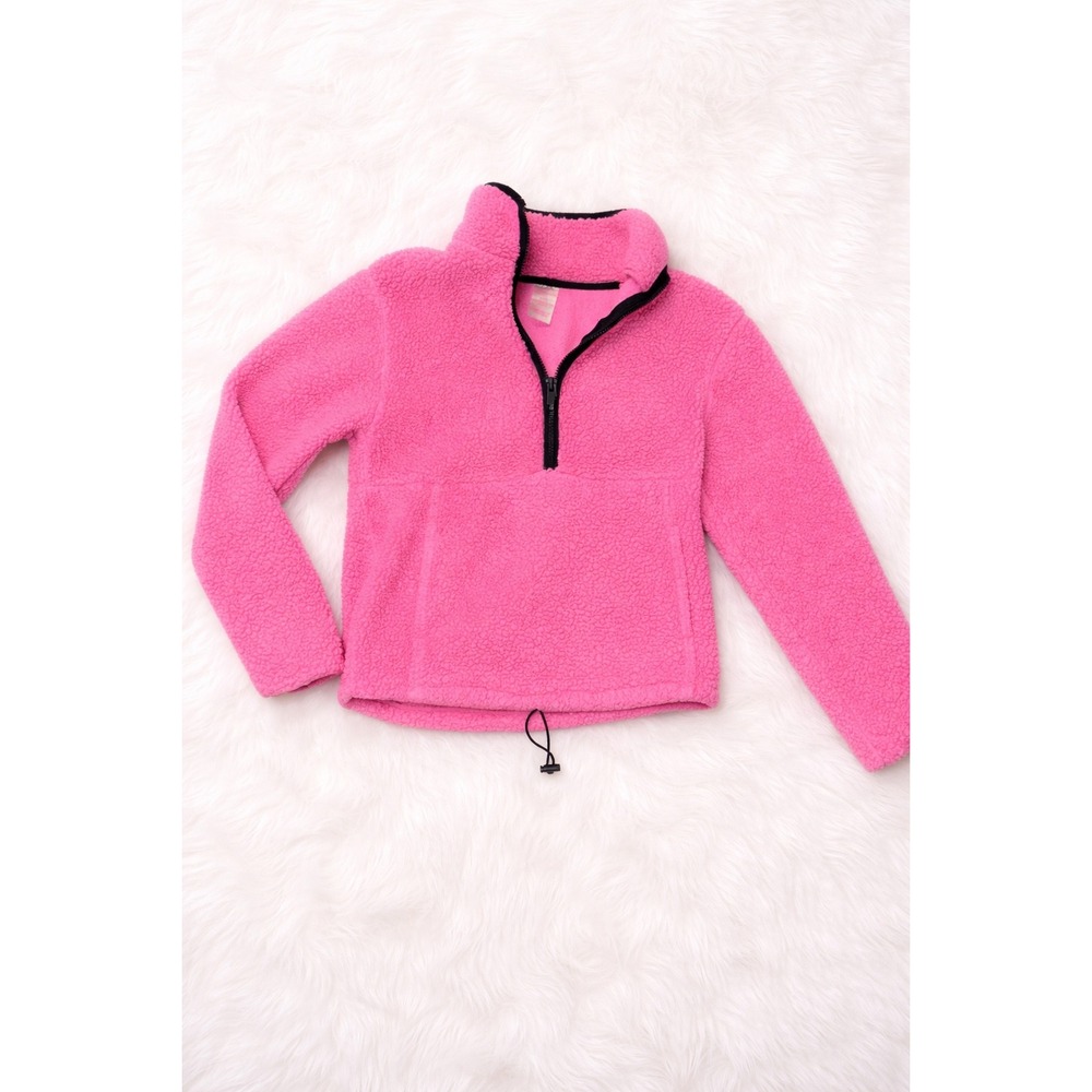 No Boundaries Pink Sherpa Pullover XS Fuzzy Quarter Zip Cozy Y2K Lounge Jacket